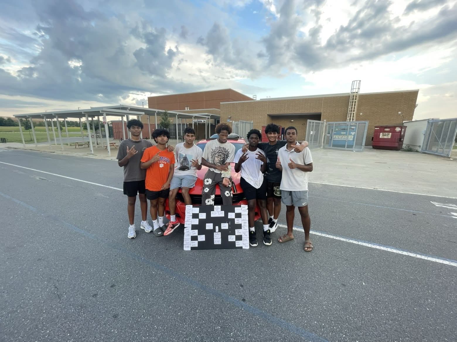 Players and volunteers gathered after the HFF basketball tournament